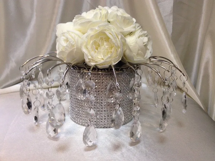 Rose and crystal effect chandelier style wedding  cake topper