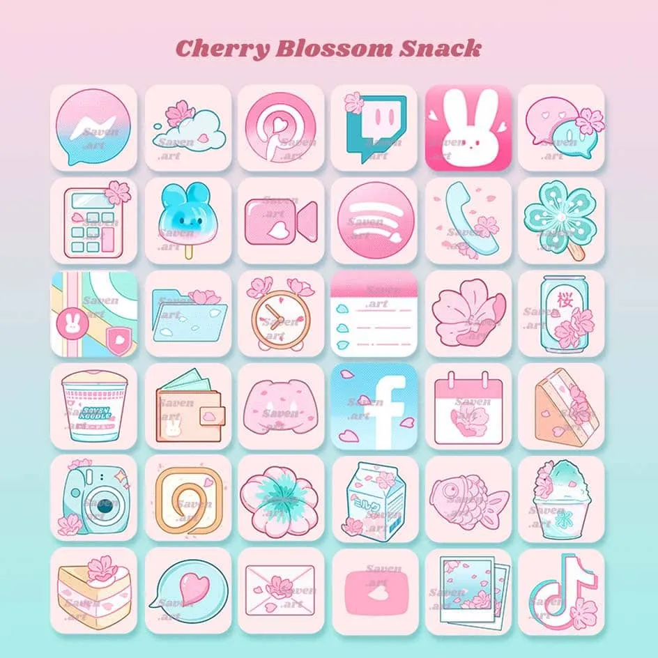 Sakura Snacks 🌸 Icon Pack 2.0 (IOS/ iPAD/ Android)