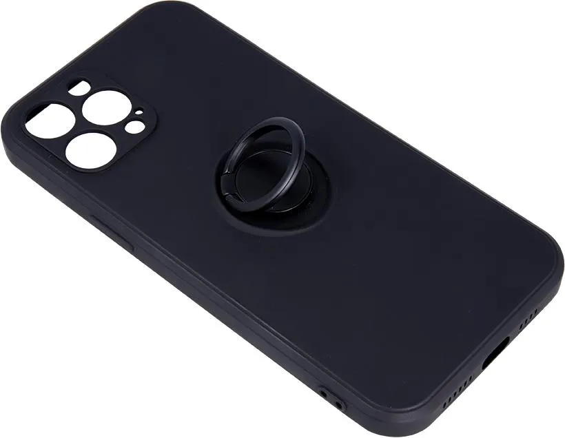 Samsung Galaxy Galaxy S22 Finger Grip Protective Silicon Cover - Black