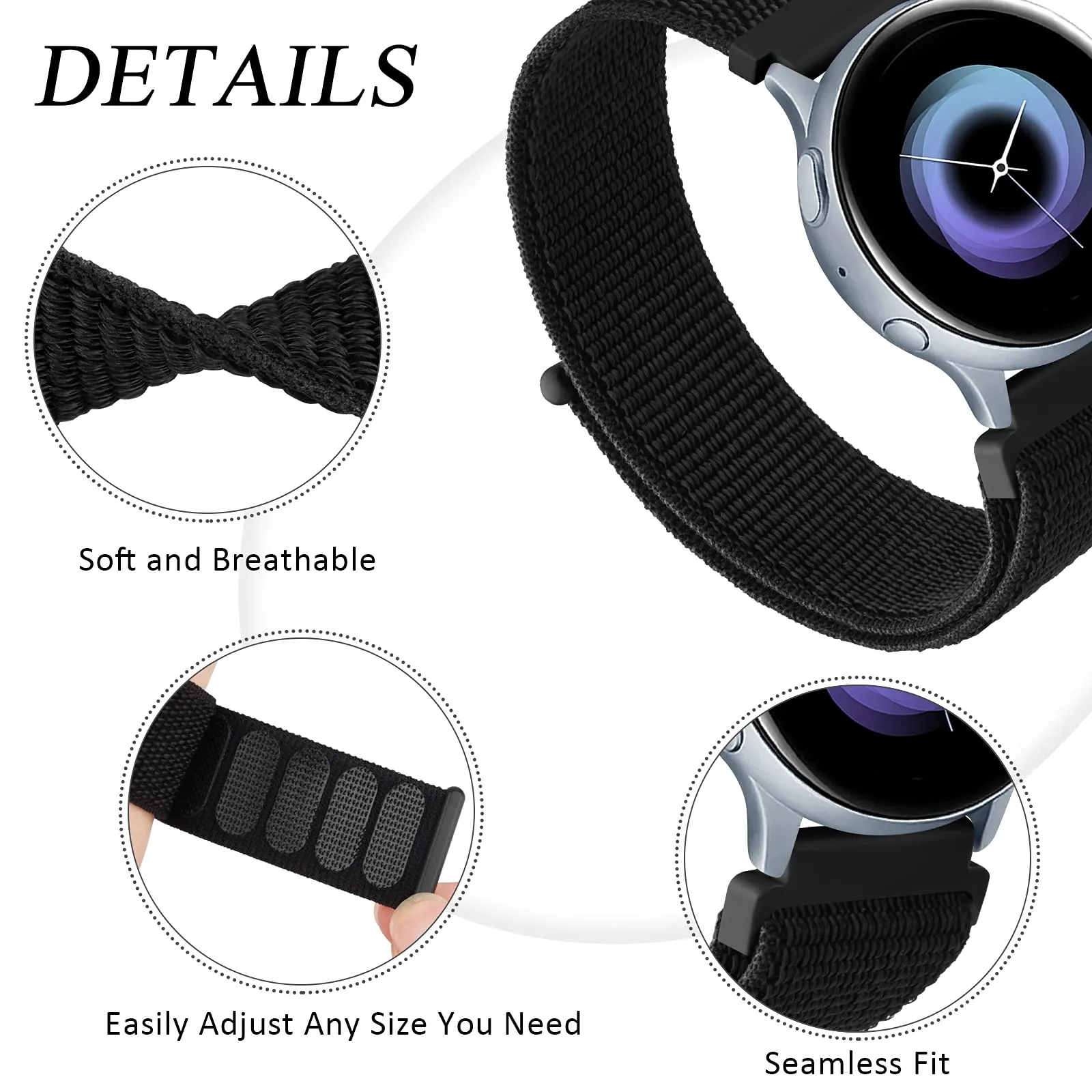 Samsung Galaxy Watch 3 45mm /46mm / Gear S3 Frontier / Classic / Watch GT 2 46mm | Nylon Strap Watch Band   | Plum