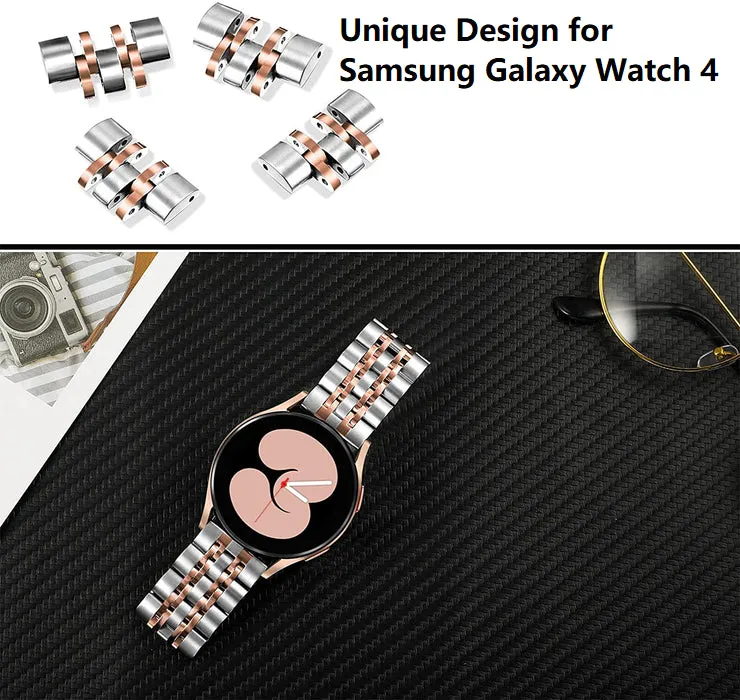 Samsung Galaxy Watch 4 40mm 44mm/Classic/Active 2 40mm 44mm/Galaxy Watch 3 41mm |  Solid Stainless Steel Watch Band | Silver Rose Gold