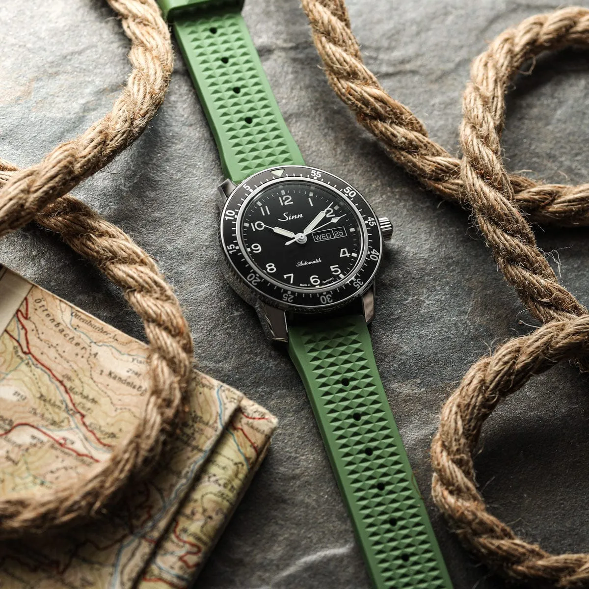 Seacroft Waffle FKM Rubber Dive Watch Strap - Green