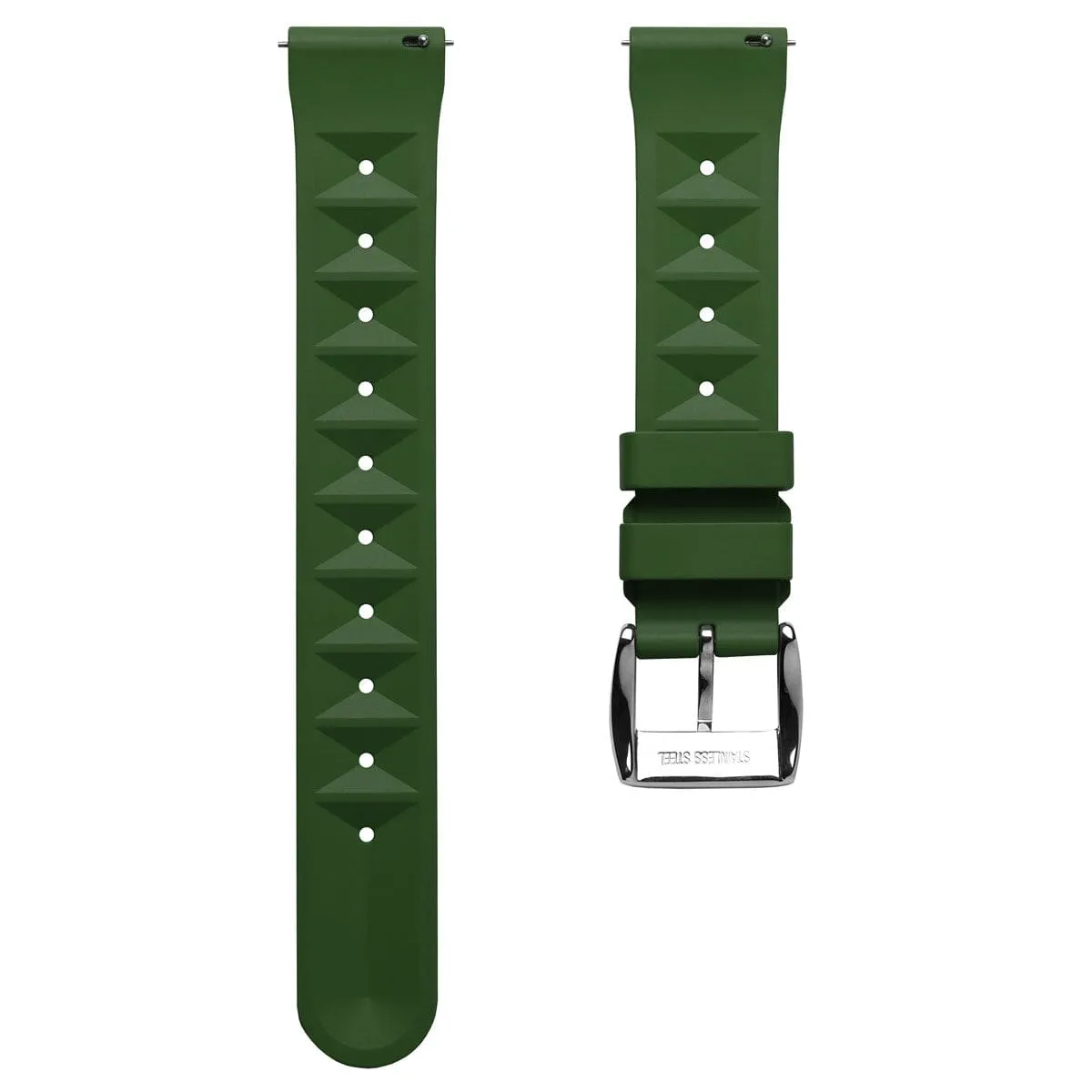 Seacroft Waffle FKM Rubber Dive Watch Strap - Green