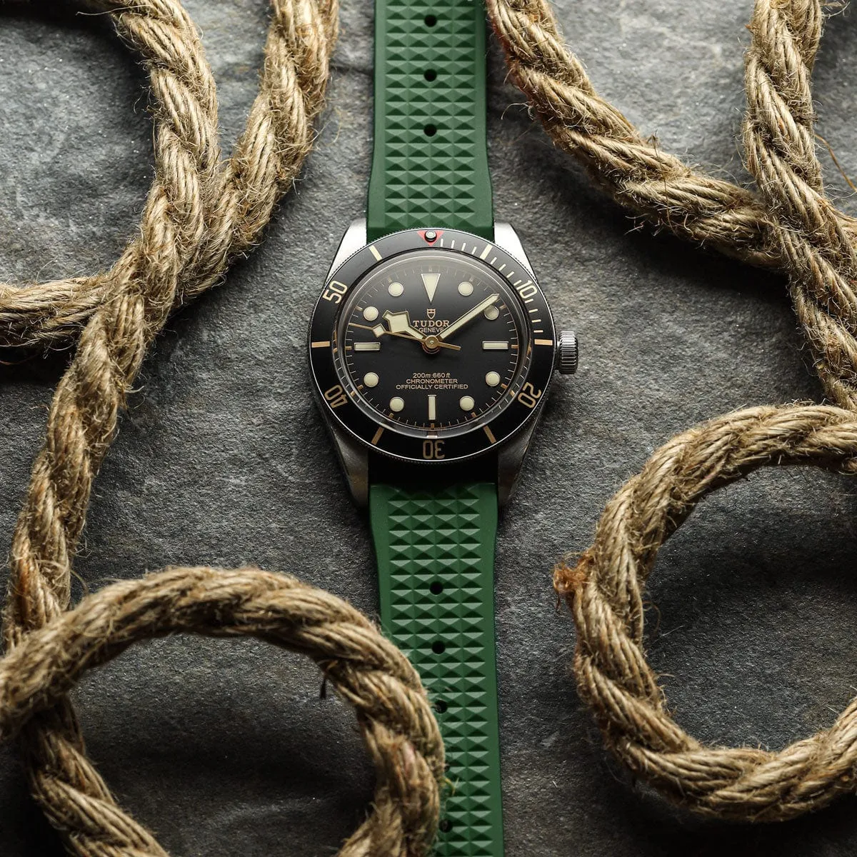 Seacroft Waffle FKM Rubber Dive Watch Strap - Green