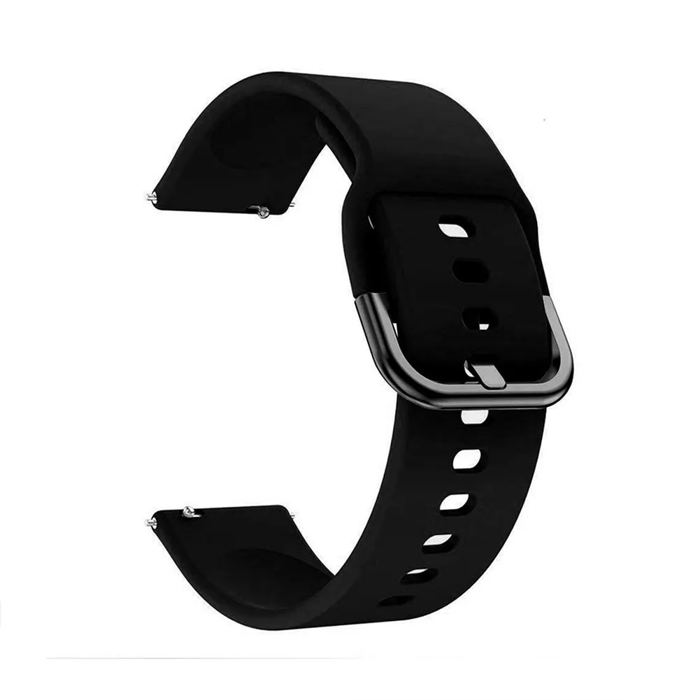 Silicone Strap for Amazfit Bip/Lite/GTS/MINI/GTR 42mm -Black(Buckle)