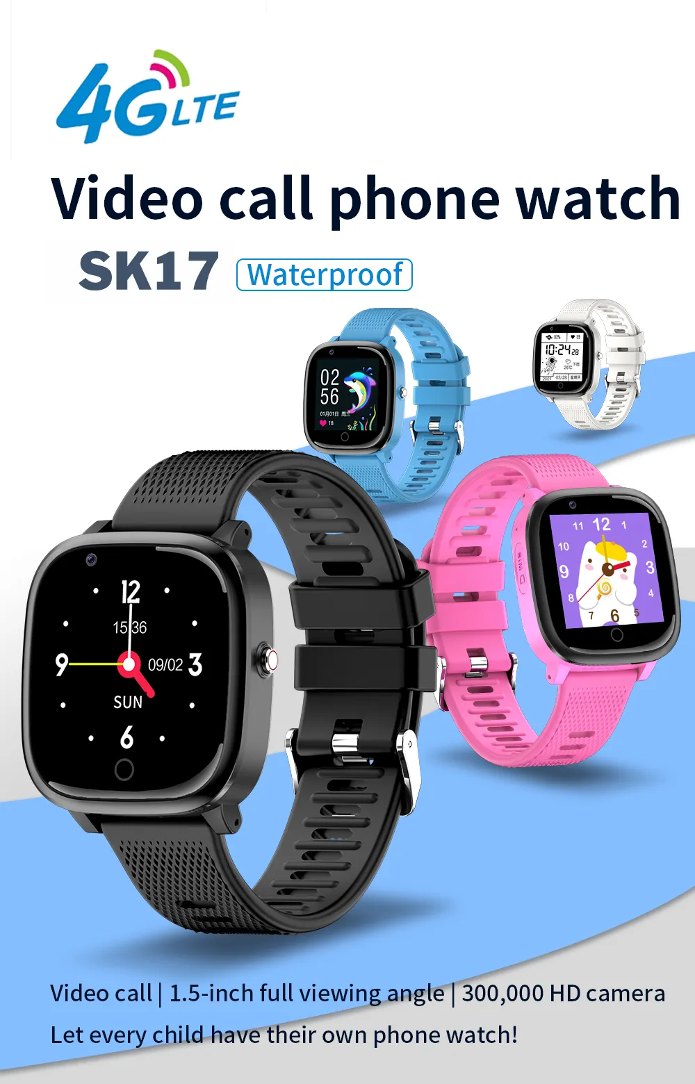 SK17 Dagnet GPS Smartwatch 1.5 inch Full Touch Screen for Kids