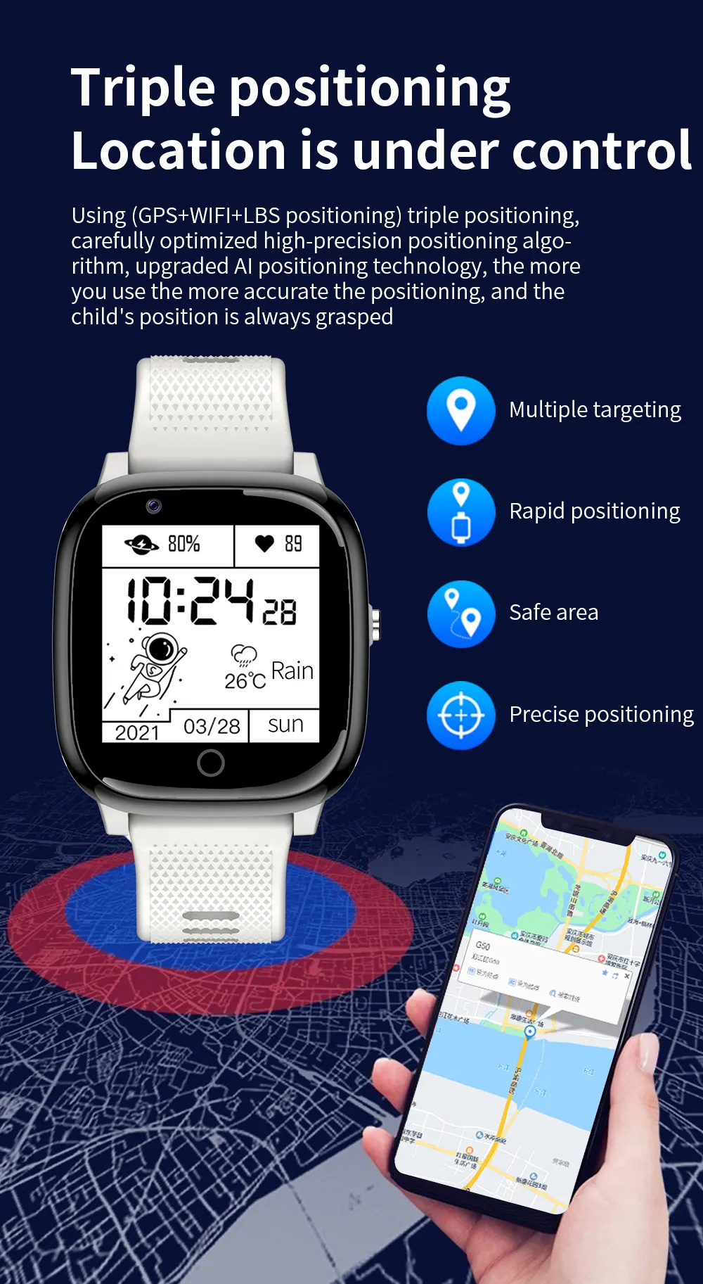 SK17 Dagnet GPS Smartwatch 1.5 inch Full Touch Screen for Kids