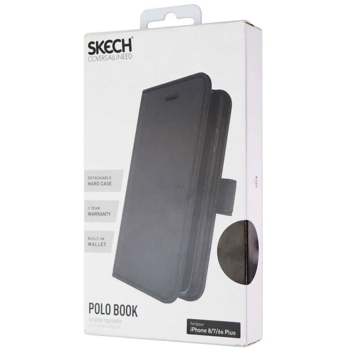 Skech (SK39-PB-BLK) Detachable Wallet Cover Case for iPhone 8  / 7  / 6  - Black