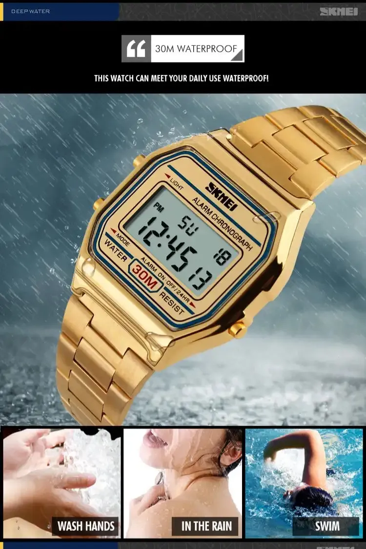 Skmei 1123 Unisex Digital Golden Watch