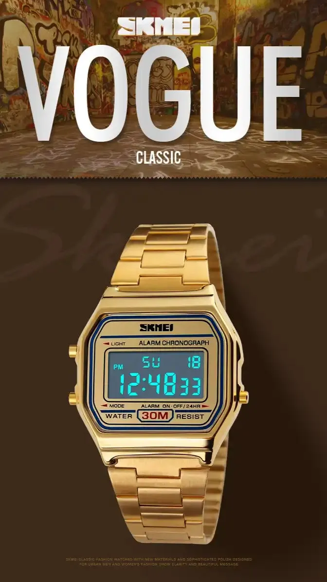 Skmei 1123 Unisex Digital Golden Watch