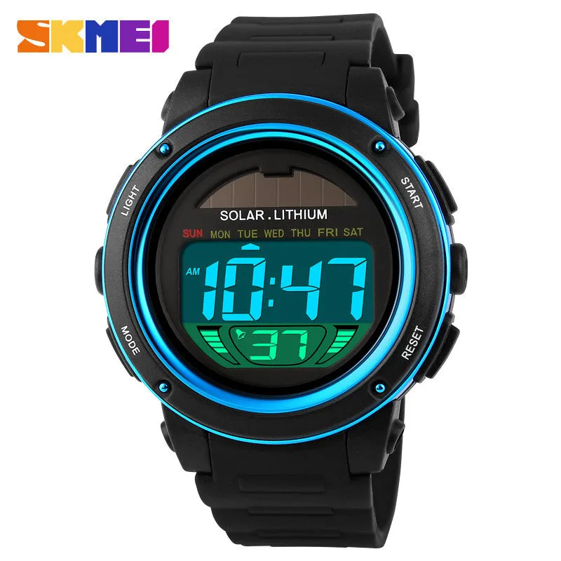 Skmei Solar Digital Men Watches1096 5ATM Waterproof Quartz Power LED Sports women Outdoor Wristwatches relogio masculino watch