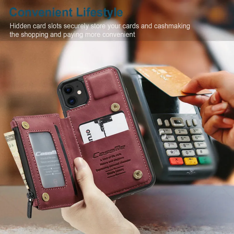 Slim Zipper Card Holder iPhone Wallet Case