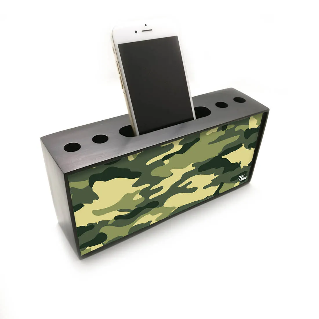 Small Wooden Pen Holder Desk Organizer for Office Use - Camo