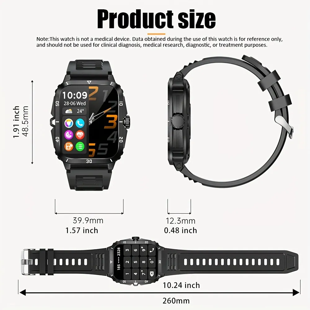 Smart Tactical Military Smartwatch with HD Screen and Wireless Calling