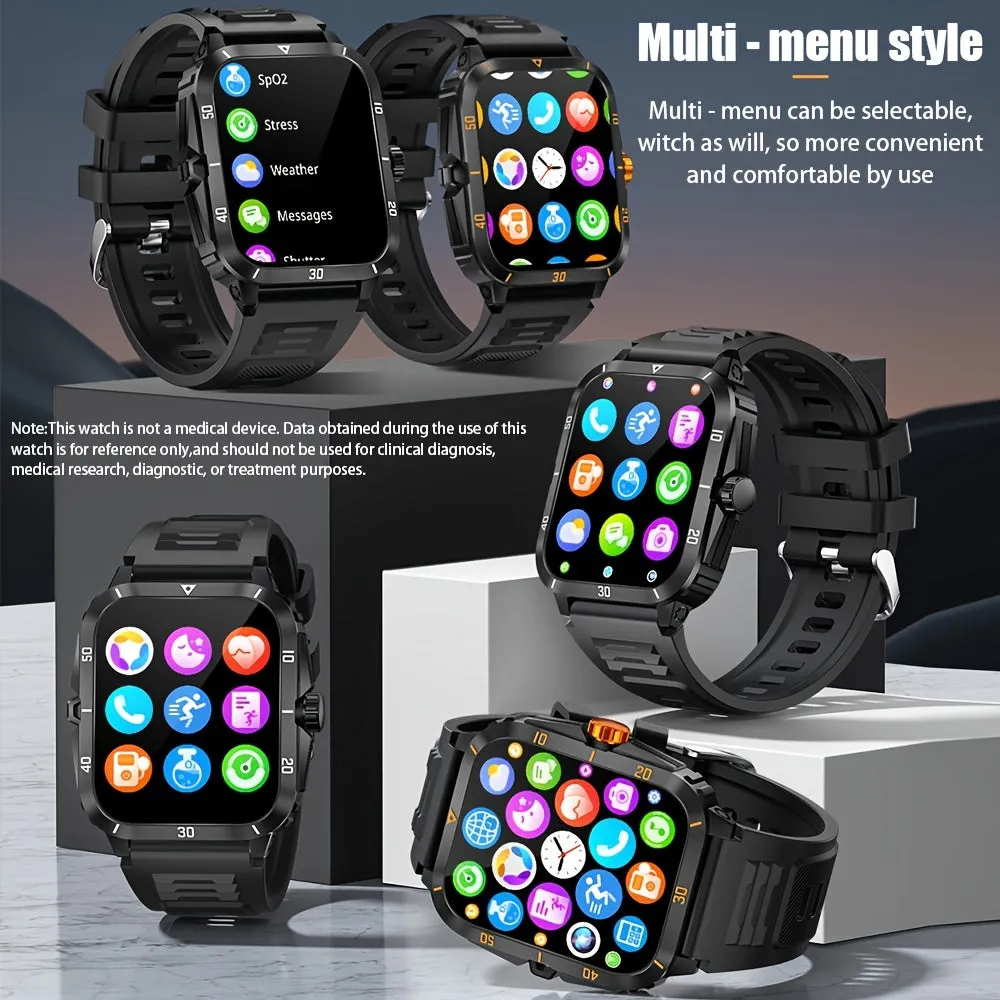 Smart Tactical Military Smartwatch with HD Screen and Wireless Calling