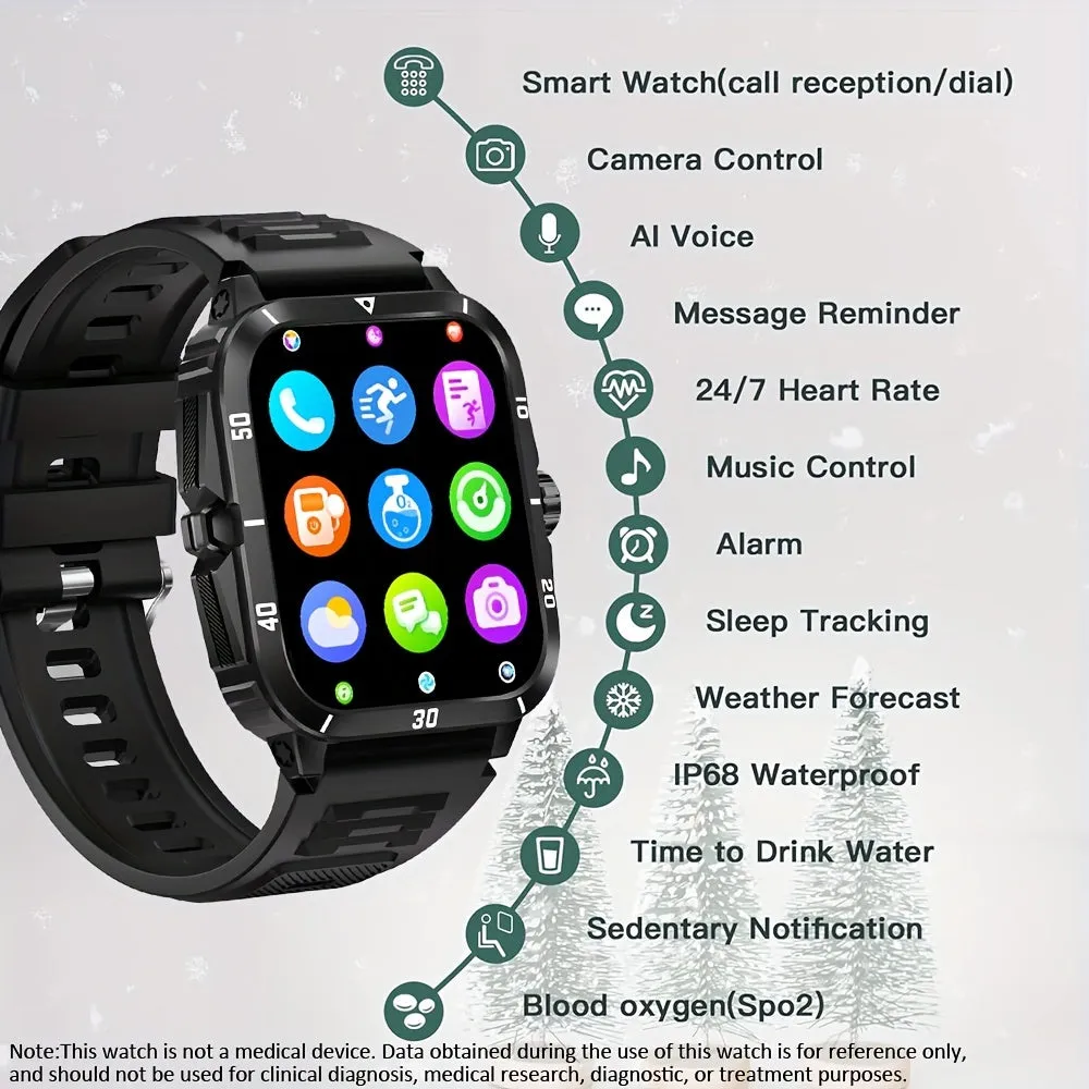 Smart Tactical Military Smartwatch with HD Screen and Wireless Calling