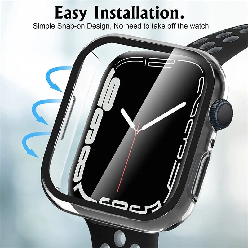 Smart Watch Screen Protector For Apple Watch Case 45mm 41mm 44mm 40mm 42mm 38mm Bumper Tempered Glass