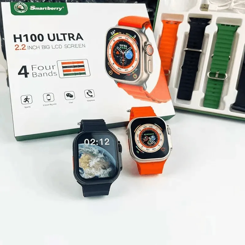 Smartberry H100 Ultra Big Screen Smart Watch With 4 Bands