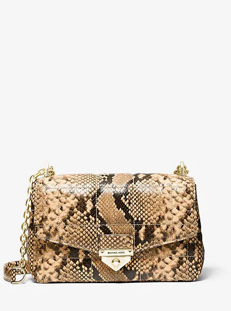 SoHo Large Quilted Snake Embossed Leather Shoulder Bag