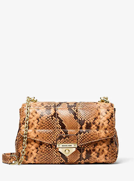 SoHo Large Quilted Snake Embossed Leather Shoulder Bag