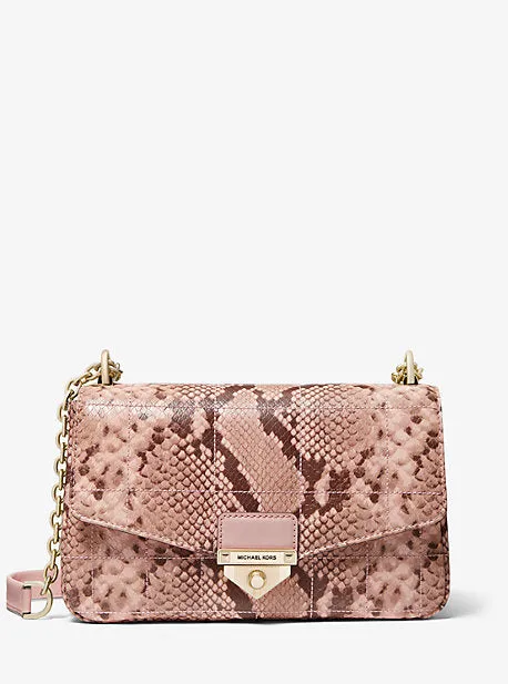 SoHo Large Quilted Snake Embossed Leather Shoulder Bag