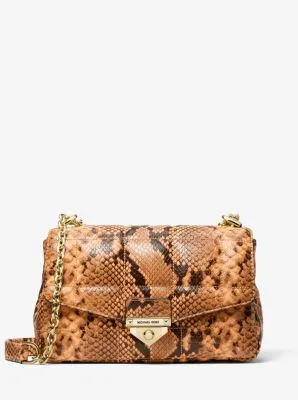 SoHo Large Quilted Snake Embossed Leather Shoulder Bag