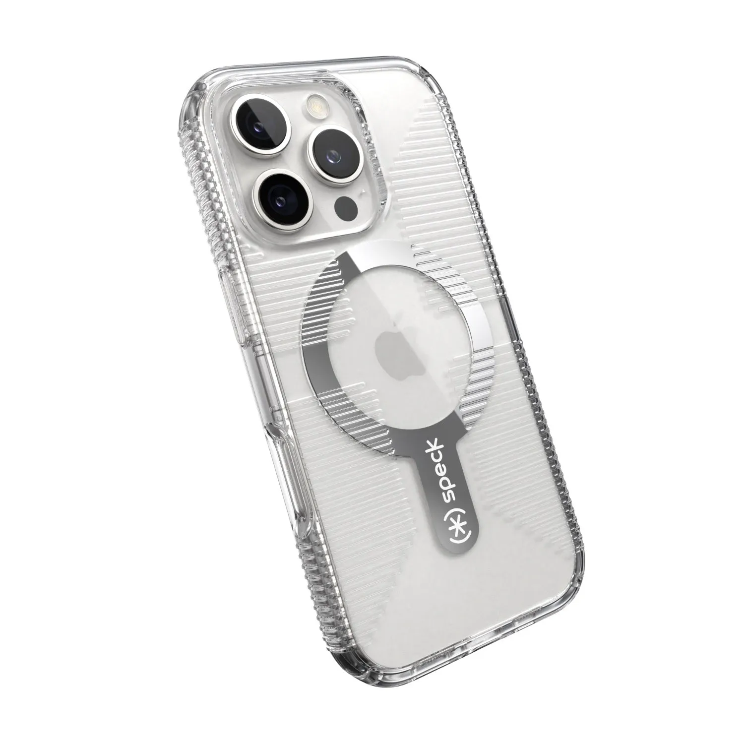 Speck Gemshell Grip MagSafe Case - Apple iPhone 16 Pro - Clear & Chrome (SPK150709-5085)