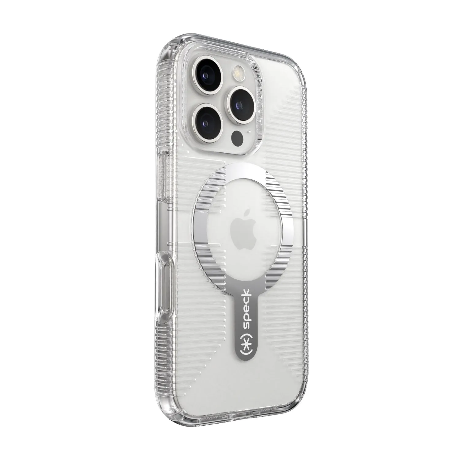 Speck Gemshell Grip MagSafe Case - Apple iPhone 16 Pro - Clear & Chrome (SPK150709-5085)