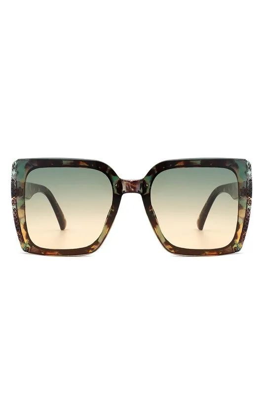 Square Flat Top Tinted Fashion Oversize Sunglasses