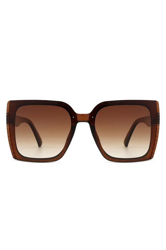 Square Flat Top Tinted Fashion Oversize Sunglasses