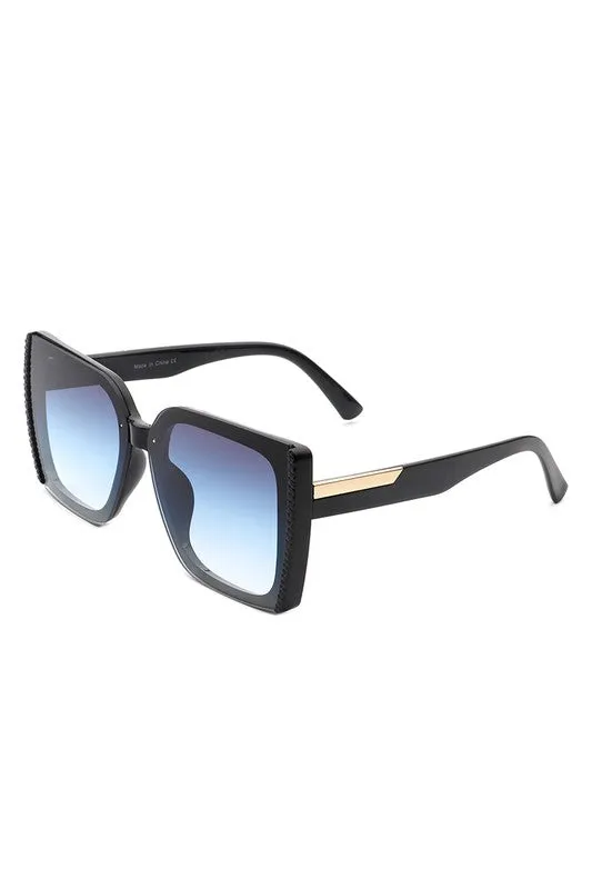 Square Flat Top Tinted Fashion Oversize Sunglasses