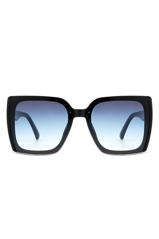 Square Flat Top Tinted Fashion Oversize Sunglasses