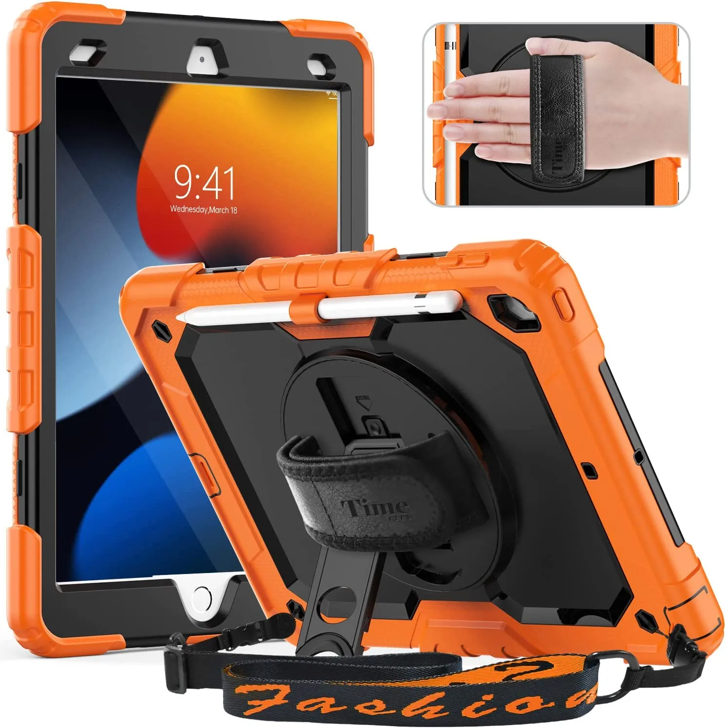 Timecity iPad 9th/ 8th/ 7th Generation Case Durable Protective Case - Orange