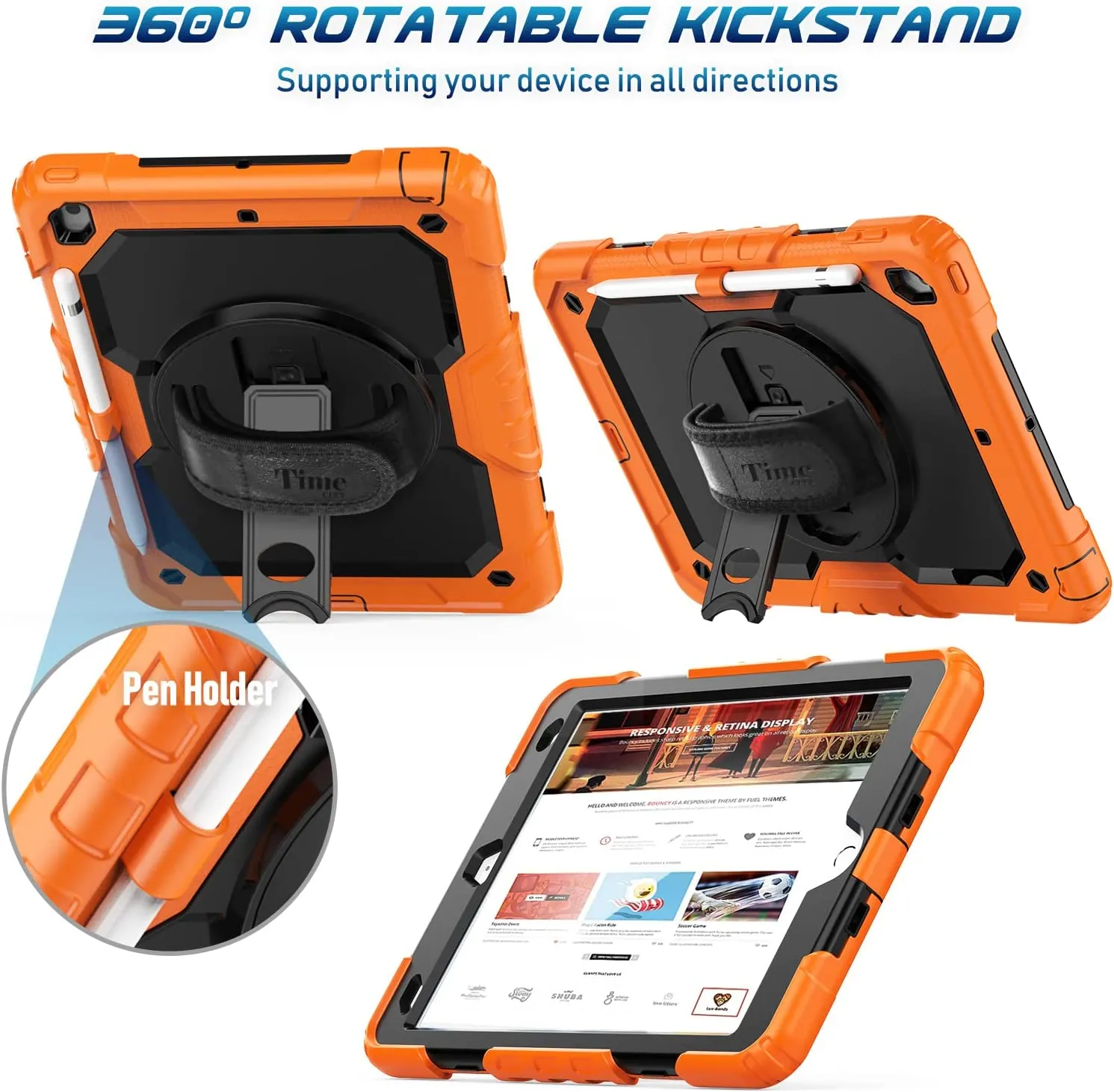 Timecity iPad 9th/ 8th/ 7th Generation Case Durable Protective Case - Orange