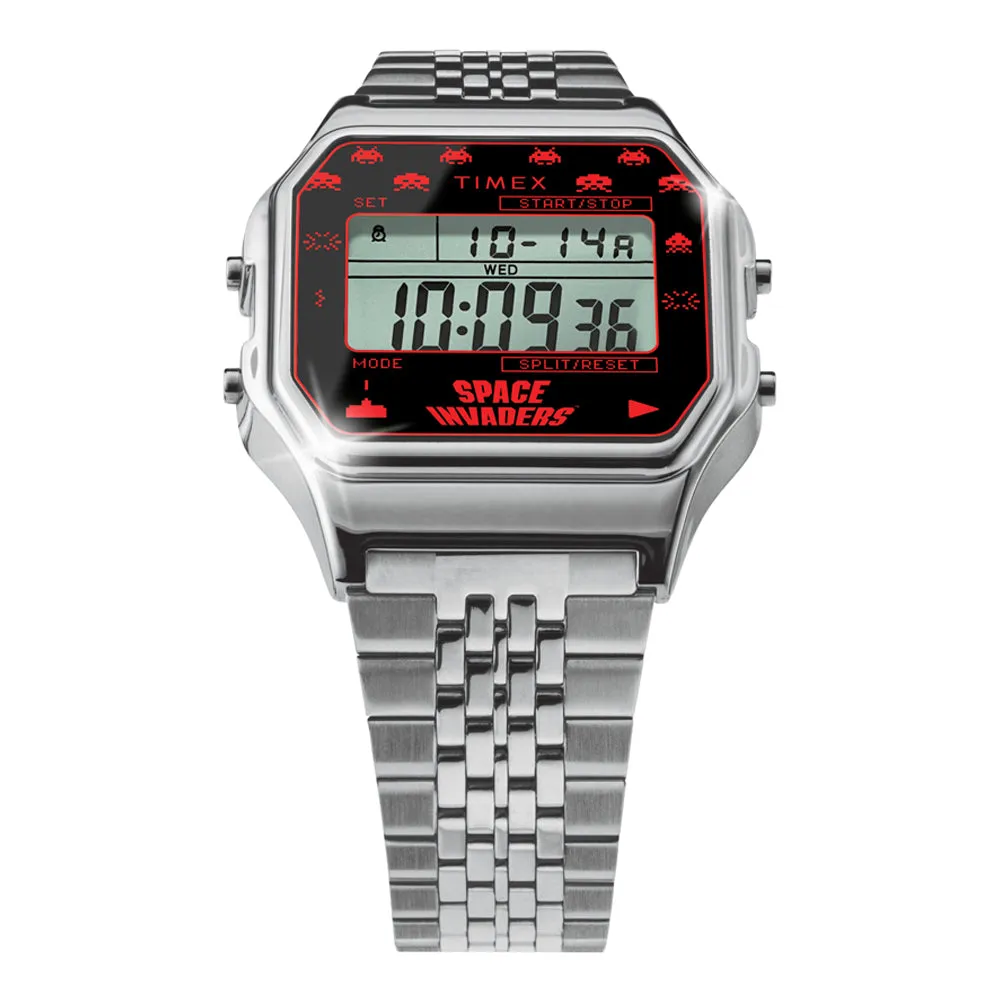 Timex 80 Space Invaders Digital 34mm Stainless Steel Band