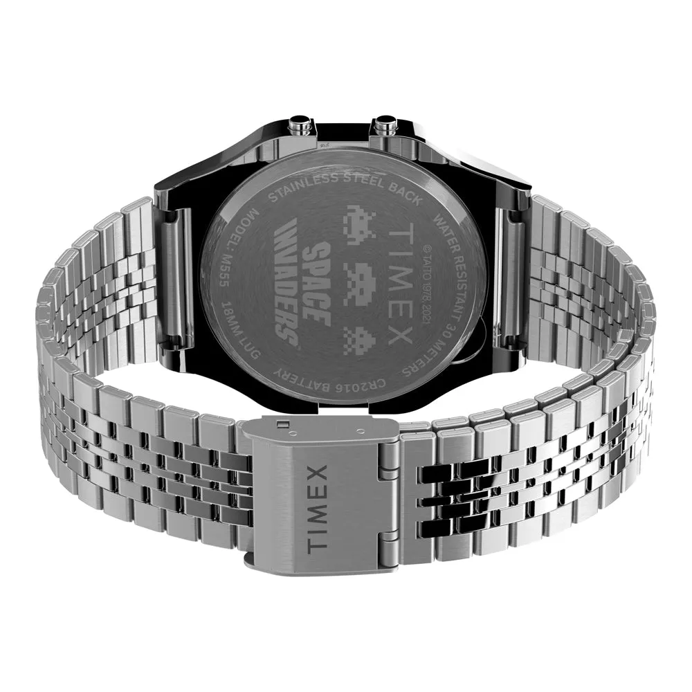 Timex 80 Space Invaders Digital 34mm Stainless Steel Band