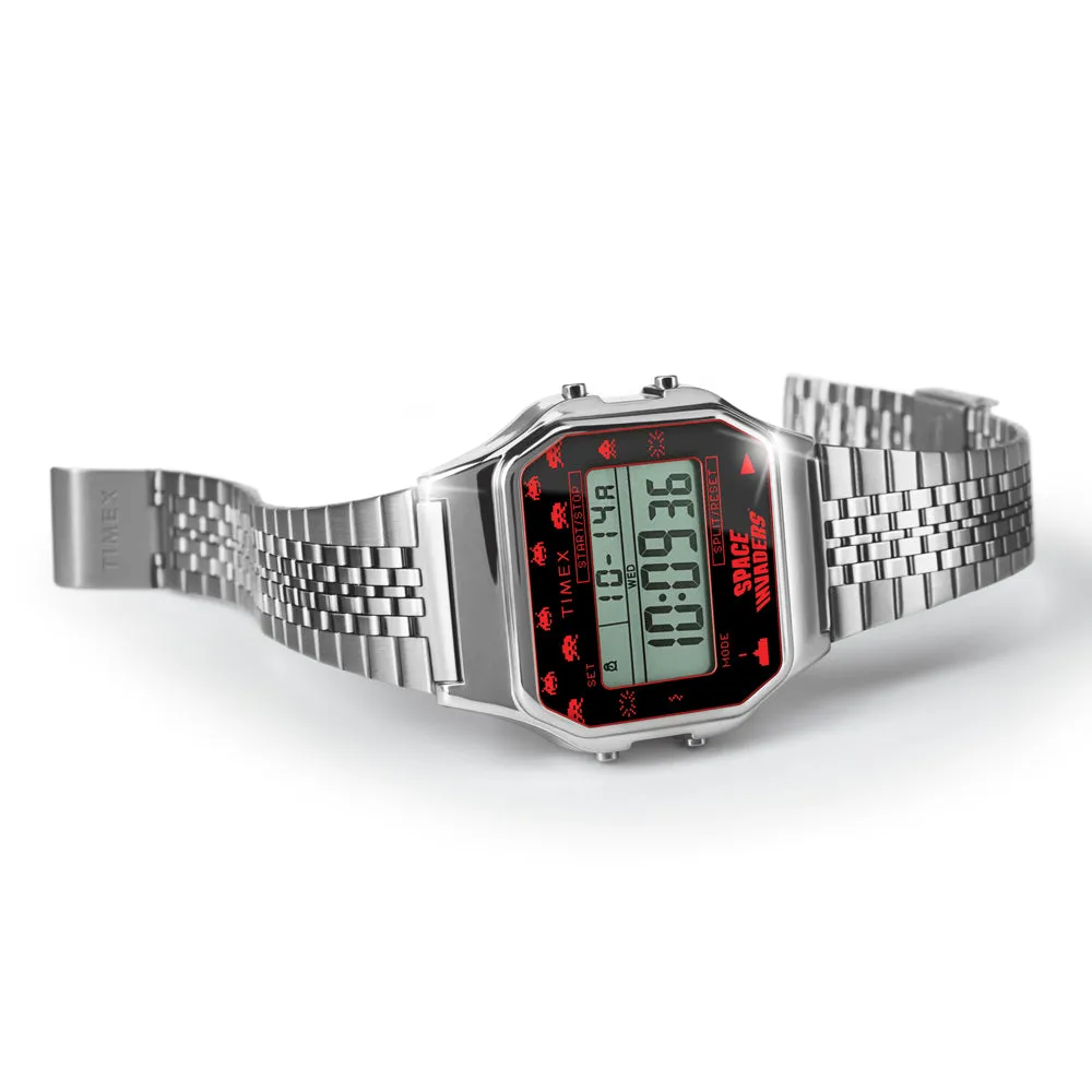 Timex 80 Space Invaders Digital 34mm Stainless Steel Band