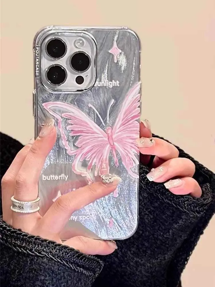 TSP173 Cute Phone Cases for Huawei Mate 60, 50, and 40 Pro and P40 and P50 Pro - Luxury Butterfly Bracelet Chain - Glitter Shiny Cover