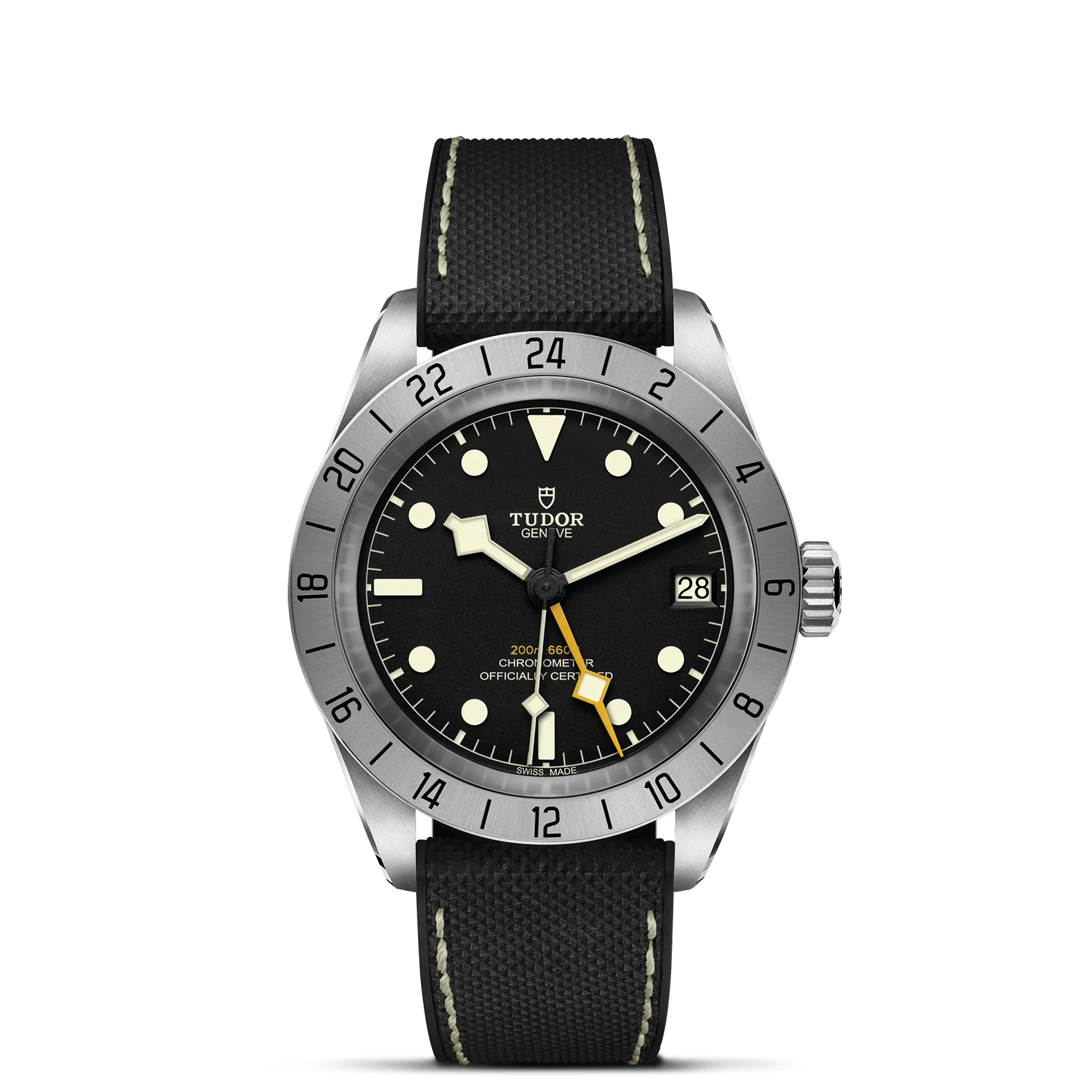 TUDOR Black Bay Pro 39mm Case, Black Dial, Hybrid Rubber and Leather Bracelet (M79470-0003)