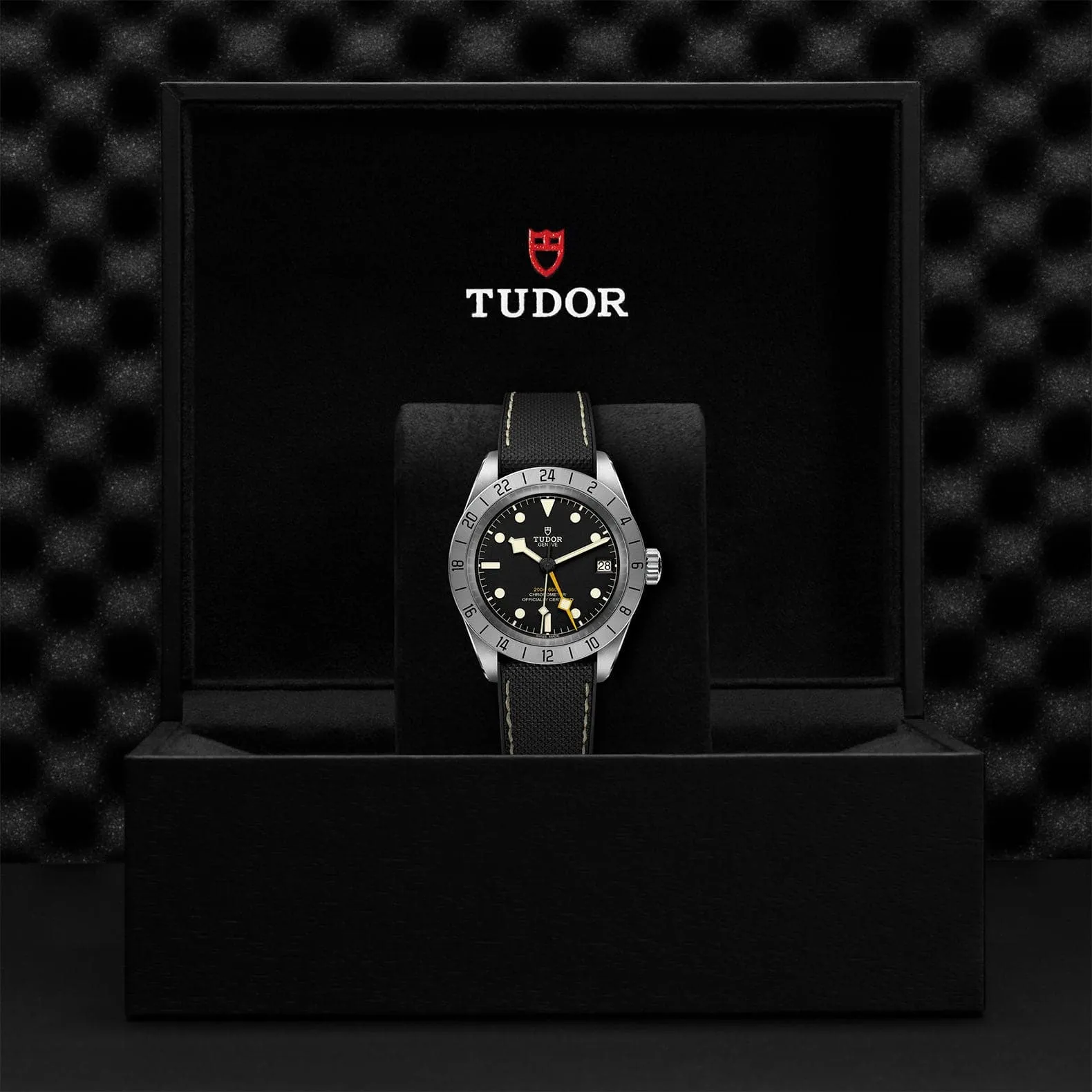 TUDOR Black Bay Pro 39mm Case, Black Dial, Hybrid Rubber and Leather Bracelet (M79470-0003)