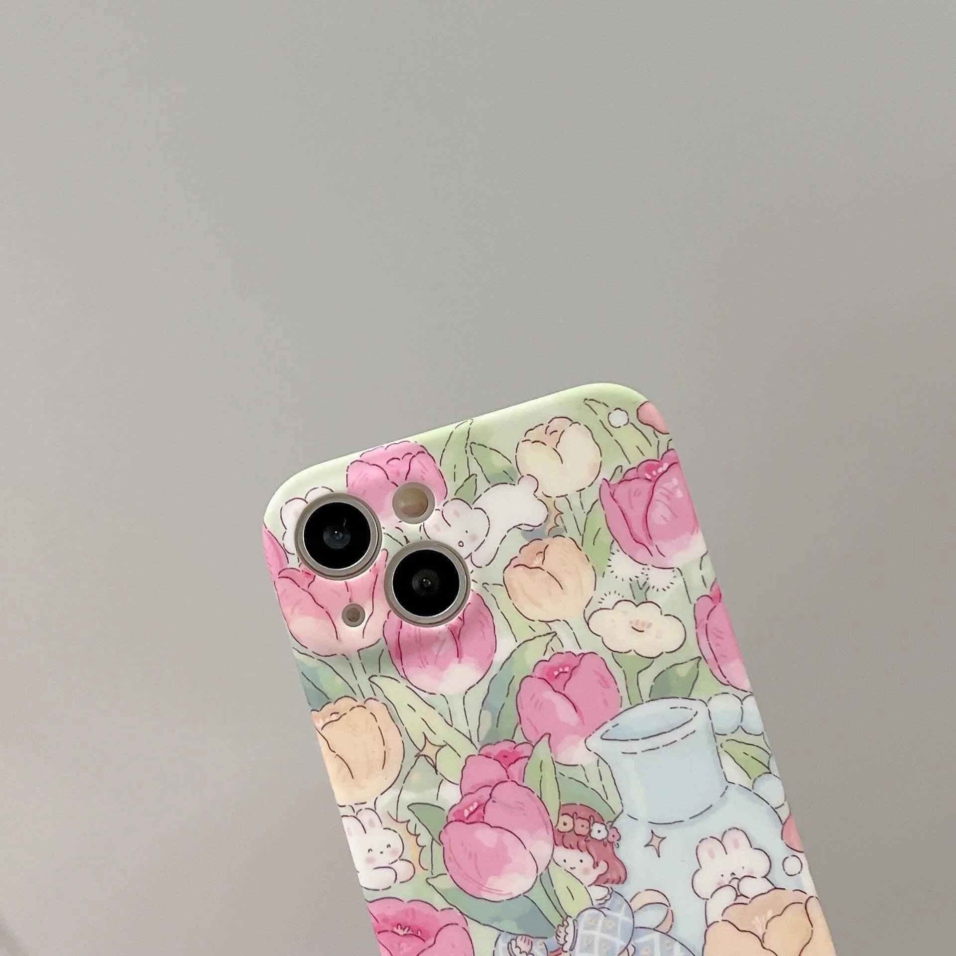 Tulip Garden Flowers Cute Phone Case - For iPhone 14, 13, 12, 11 Pro Max Cover