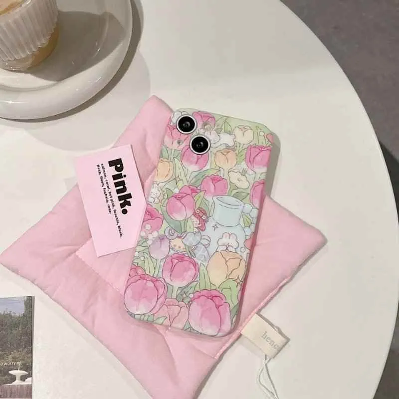 Tulip Garden Flowers Cute Phone Case - For iPhone 14, 13, 12, 11 Pro Max Cover