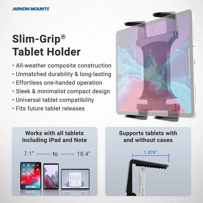 TW Broadcaster Dual Slim-Grip® Tablet and RoadVise® Phone Countertop or Desk 29-inch Stand Holder for Live Streaming