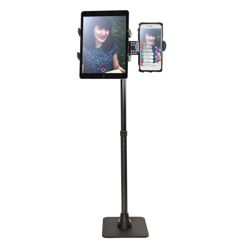 TW Broadcaster Dual Slim-Grip® Tablet and RoadVise® Phone Countertop or Desk 29-inch Stand Holder for Live Streaming