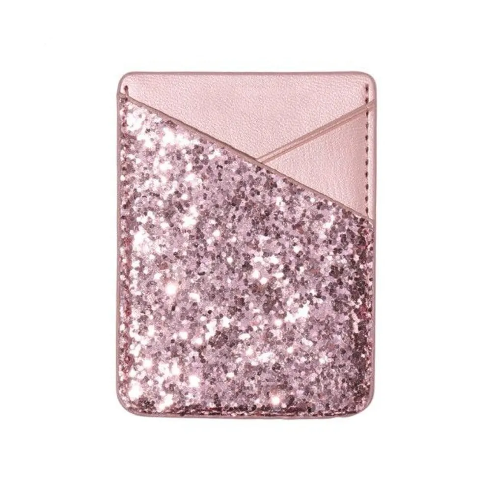 Universal Sequins Card Holder Stick On Pouch For Cell Phone Case