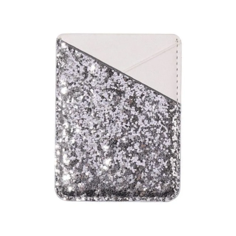 Universal Sequins Card Holder Stick On Pouch For Cell Phone Case