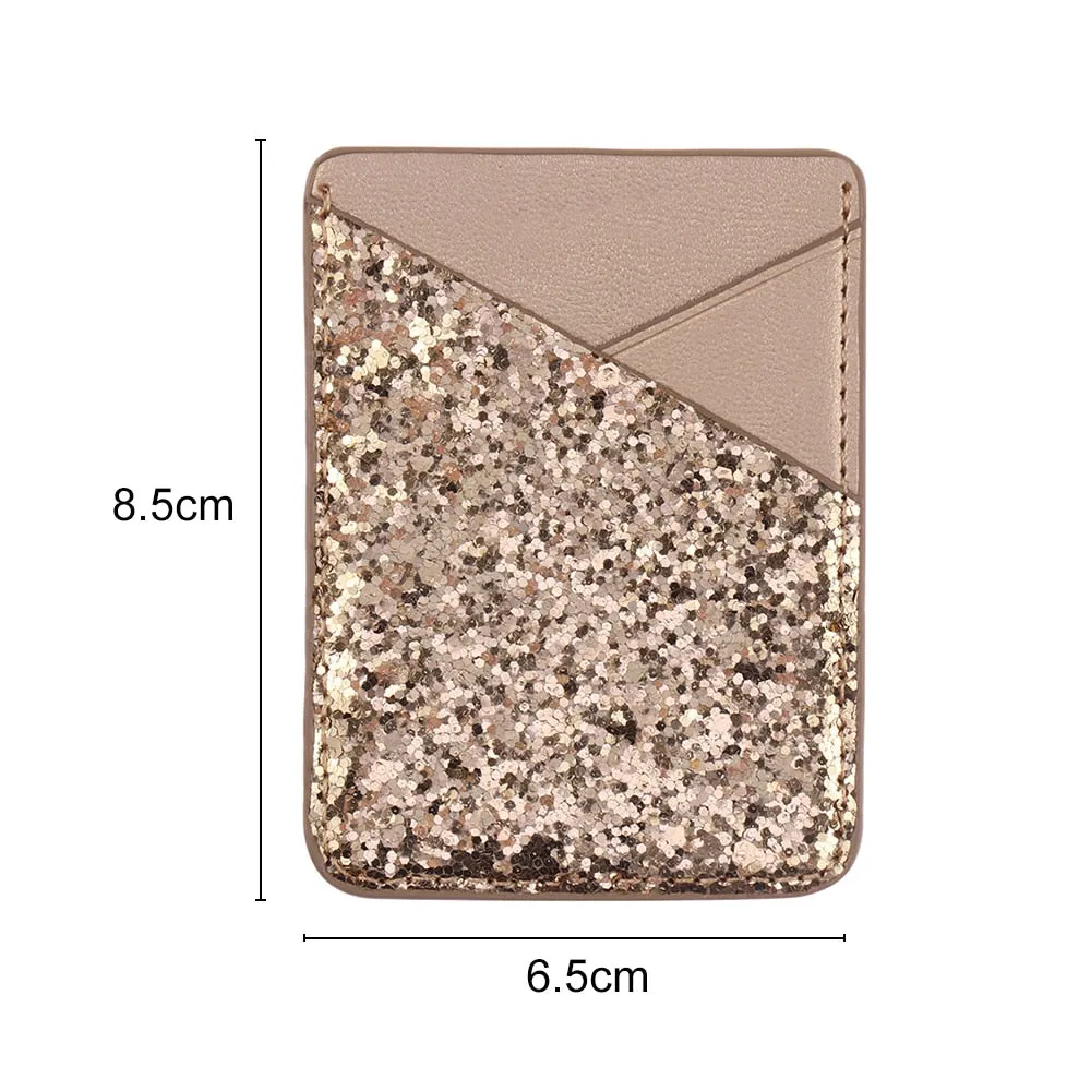 Universal Sequins Card Holder Stick On Pouch For Cell Phone Case