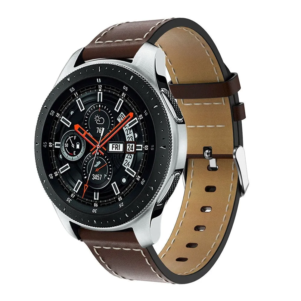 Universal Smartwatch 20mm Klassisk Læder Rem - Coffee