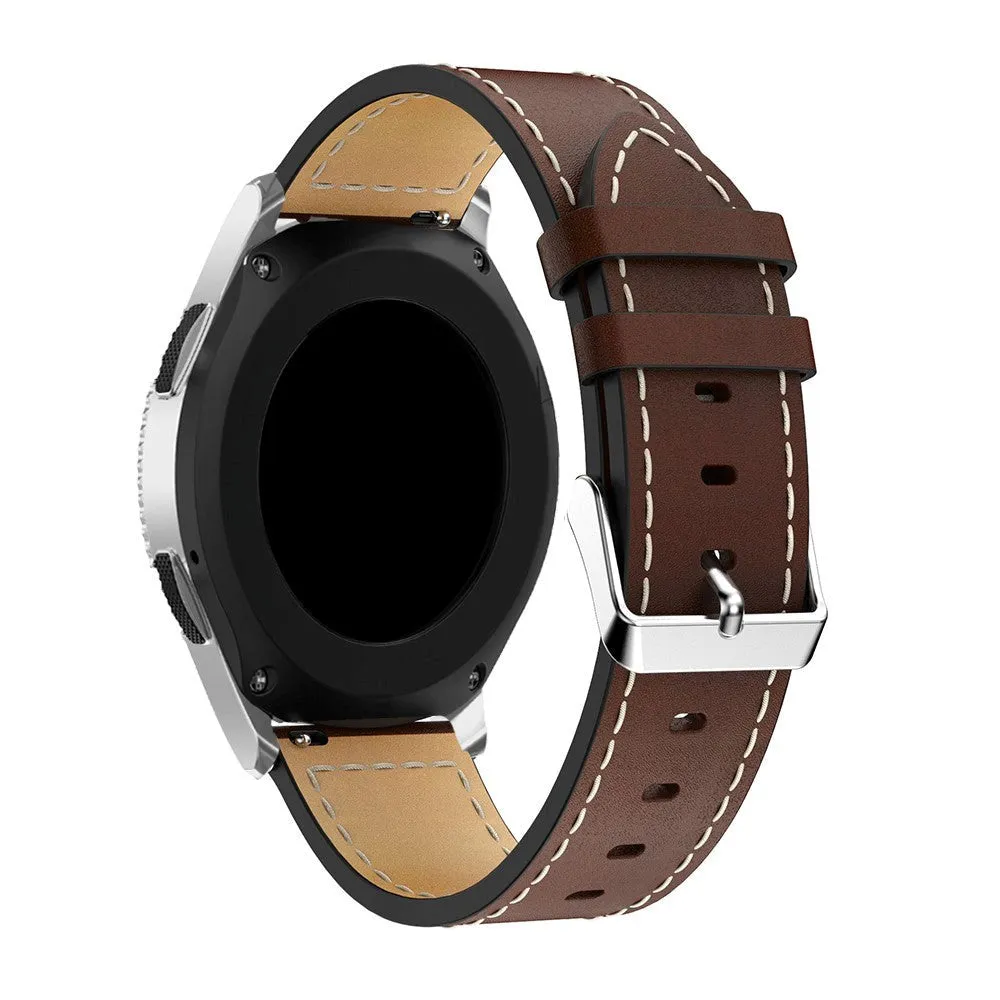 Universal Smartwatch 20mm Klassisk Læder Rem - Coffee