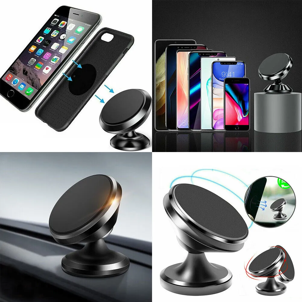 US 2-4 Pc Universal Magnetic Car Mount Cell Phone Holder Circle Stand Adjustable